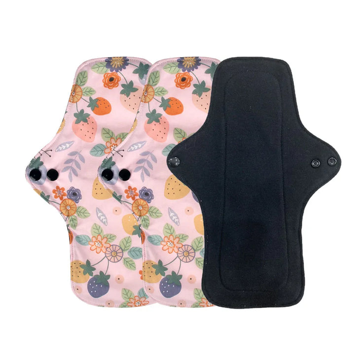 3PCS Washable Cotton Menstrual Pad Reusable Printed Maternal Sanitary Napkin Breathable Soft Care Pad 30cm 26cm 20cm to Choose