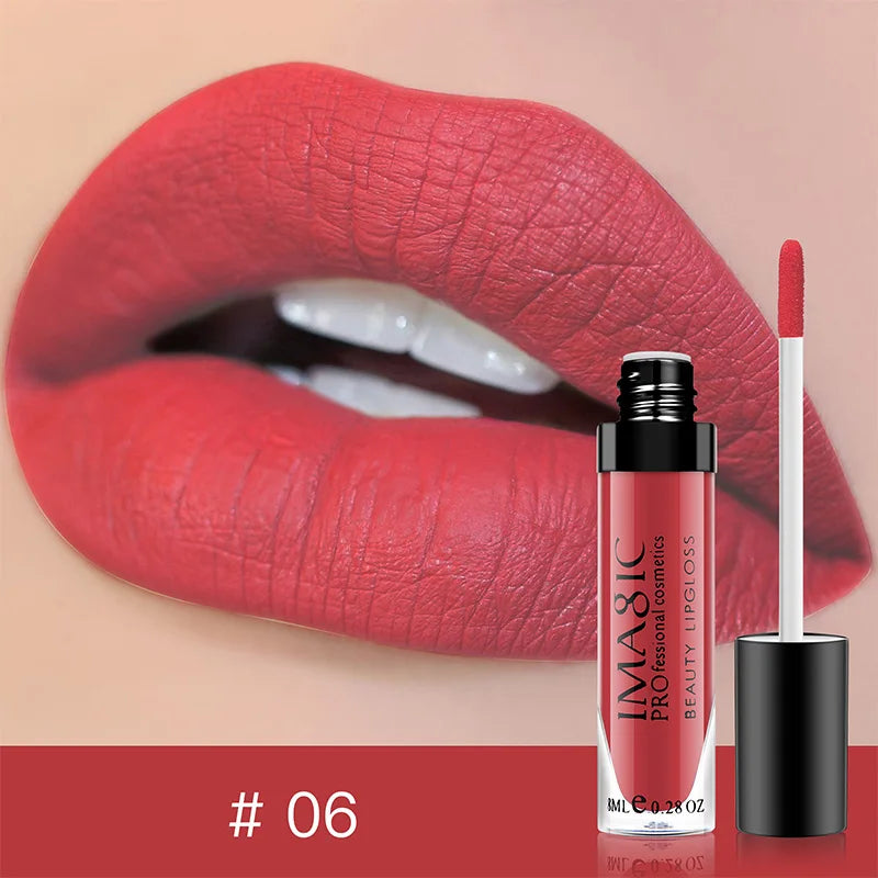 IMAGIC Lip Gloss Makeup Long Lasting Waterproof Lipstick Velvet Non-stick Cup 28 Colors Lip Tint Matte Sexy Red Liquid Lip Stick