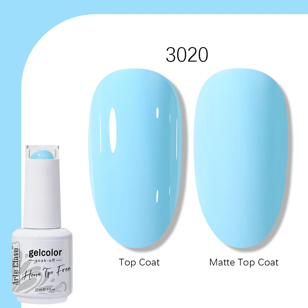 Arte Clavo Solid Color Gel Nail Polish 15ml Soak Off UV LED Gel Semi-Permanent Glitter Polish For Manicure Nail Art Salon Gel