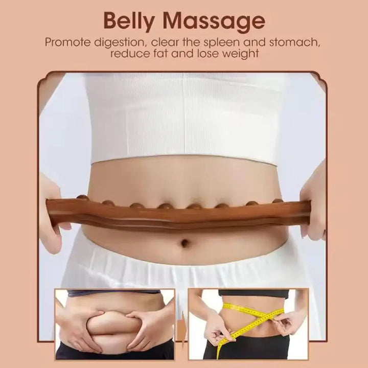 Wooden Gua Sha Roller Stick - 8/10 Beads Massage Tool for Meridian Relaxation, Muscle Knot Relief & Abdominal Massage