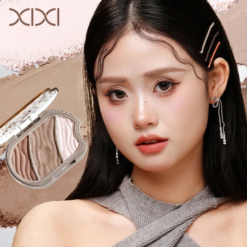Matte Highlighter Contouring Palette Bronzer Makeup Grey Brown Shading Eye Nose Contour Natural Brighten Face Highlighter Powder