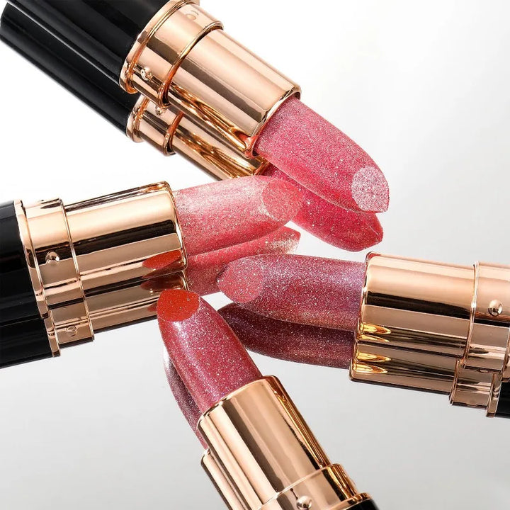 Metallic Glitter Lipstick Diamond Dazzling Waterproof Sexy Lip Gloss Moisturizing Matte Velvet Pearlescent Lip Tint Balm Makeup