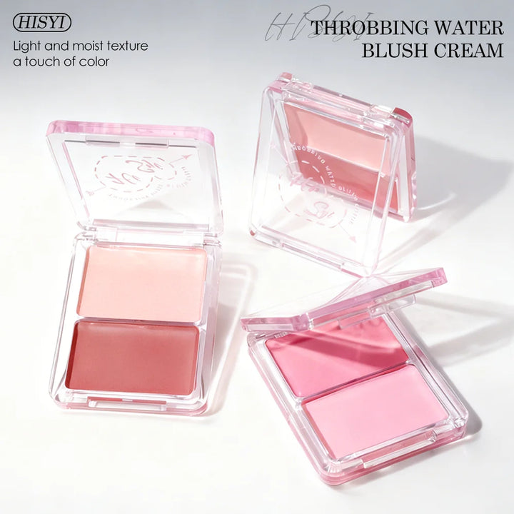 Dual Color Cream Blush & Highlighter Set, Buildable Pigment for Dewy Cheek & Face Glow
