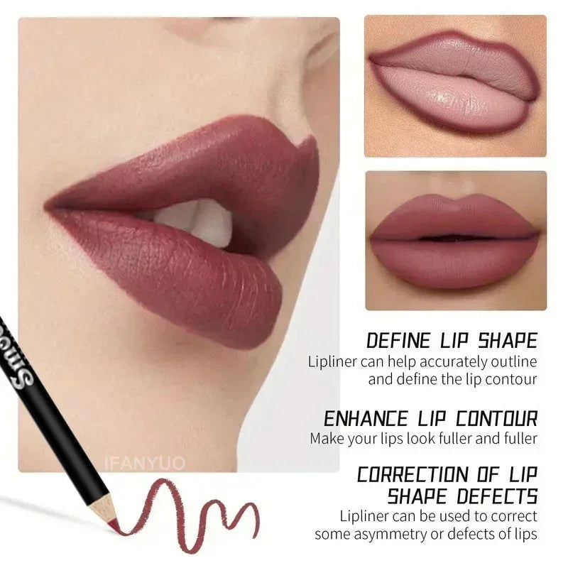 12 Color Matte Lipliner Pencil Long-Lasting Waterproof Plumping Stain Lipstick Natural Brown Lip Liner Professional Makeup