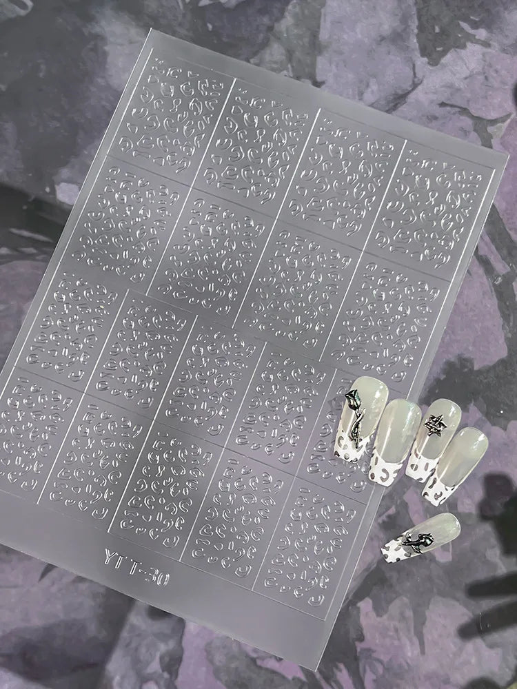 3D Checkered Transparent Spray-painted Nail Art Accessories Sticker French Line Heart-shaped Butterfly Nail Decorations Stickers