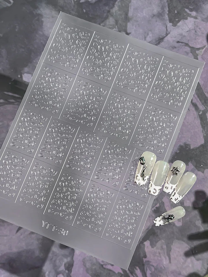 3D Checkered Transparent Spray-painted Nail Art Accessories Sticker French Line Heart-shaped Butterfly Nail Decorations Stickers