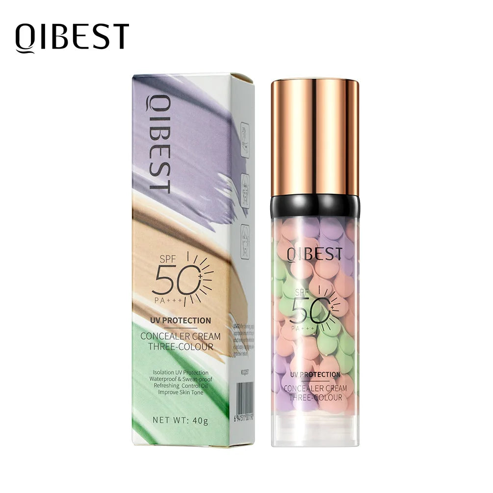 Three Colors Face Makeup Primer Isolation Concealer Cream Invisible Pore Long Lasting Moisturizing Bright Skin Base Foundation