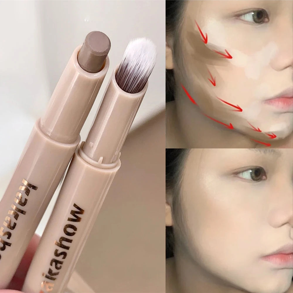 3D contouring pen Long Lasting Waterproof Matte Bronzer Stick Nose Shadow Contour Pen With Brush Facial Contour Stick Makeup
