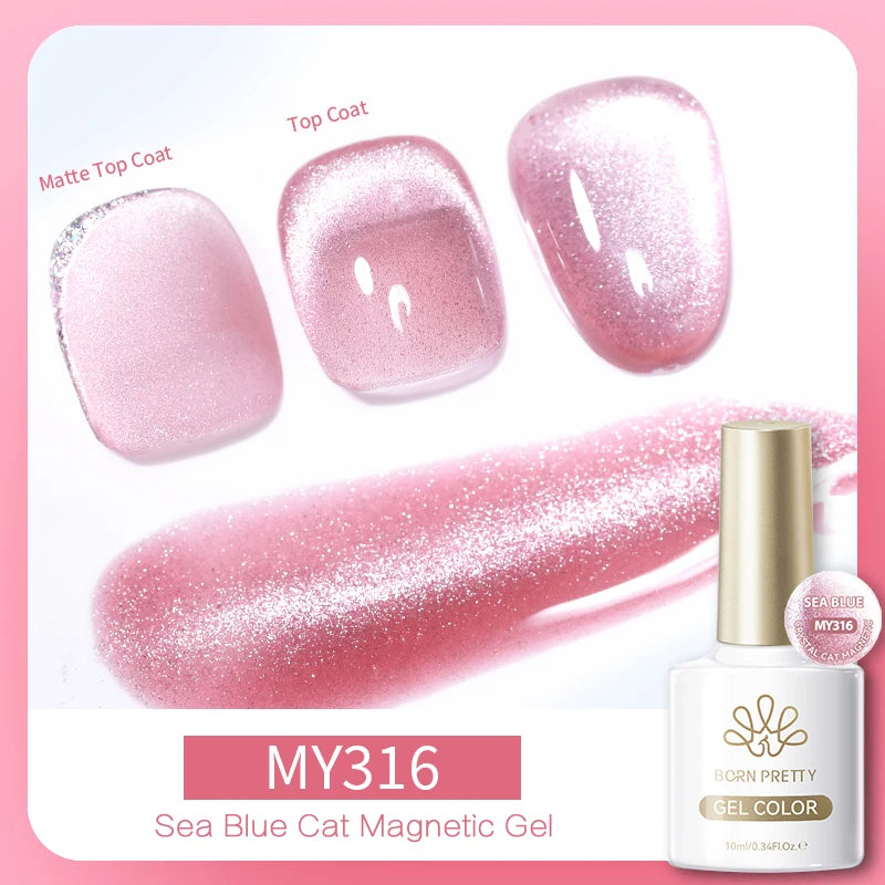 BORN PRETTY 10ml Black Glass Cat Magnetic Gel Nail Polish Punk Style Nail Art Manicure Varnis Semi Permanent Gel for Winter Nail