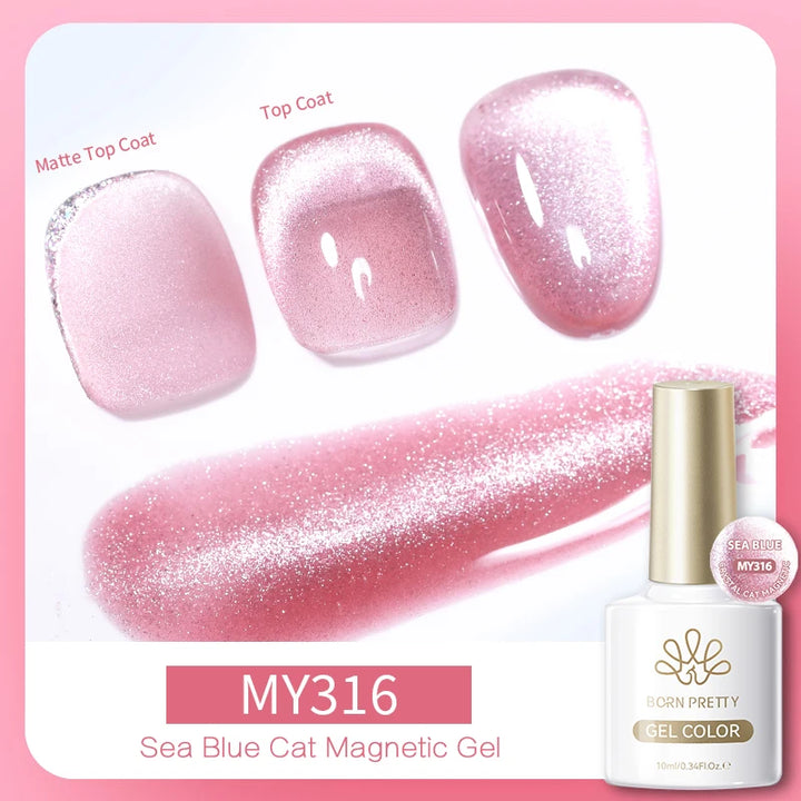 BORN PRETTY 10ml Black Glass Cat Magnetic Gel Nail Polish Punk Style Nail Art Manicure Varnis Semi Permanent Gel for Winter Nail