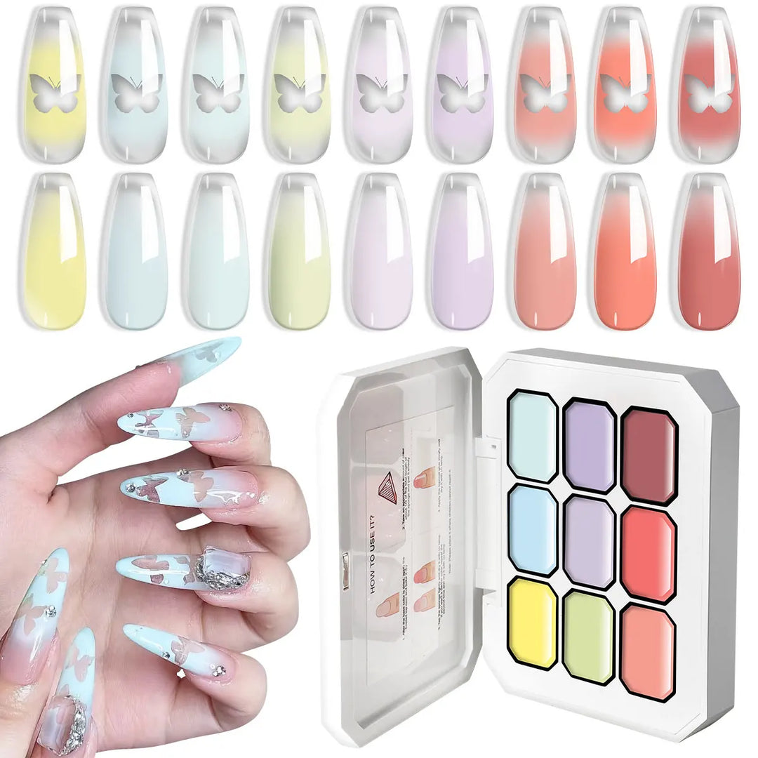 LIMEGIRL 9 Color Gradient Painting Gel Nail Art Gradient Color DIY Design Gel Quick Flower Paint Engraving Gel Nail Polish