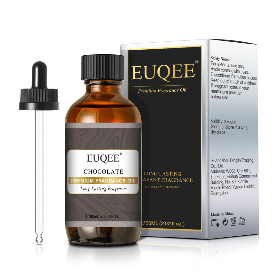 EUQEE 60ml Men's Fragrance Oils with Glass Dropper Leather Dragons Blood Forest Pine Chocolate Aroma Oils For Car Diffusion