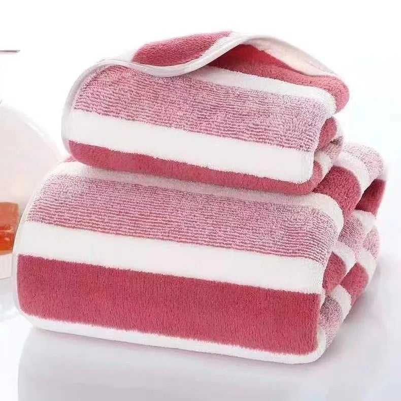 4pcs Striped Bath Towel Set Absorbent & Quick-drying Showering Towels Super Soft & Skin-friendly Bathing Towel For Home Bathroom