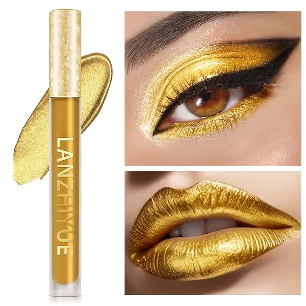 Golden Liquid Eyeshadow Liquid Mermaid Pearlescent Shimmer Eyeshadow Liquid Lip Glaze Color Rendering Shiny Dual-use Lip Gloss