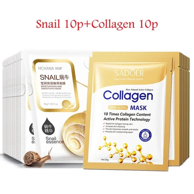 20Pcs Face Mask Sets Fresh Fruit Face Care Sheet Masks Hydrating Anti-aging Oil Control Acne Treatment Facial Mask Skin Care Set