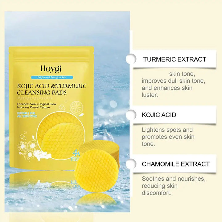 Turmeric Kojic Acid Cleansing Pads 40 Counts, Turmeric Face Scrub Pads Exfoliating Face Body To Help Balance Skin Oil And Water