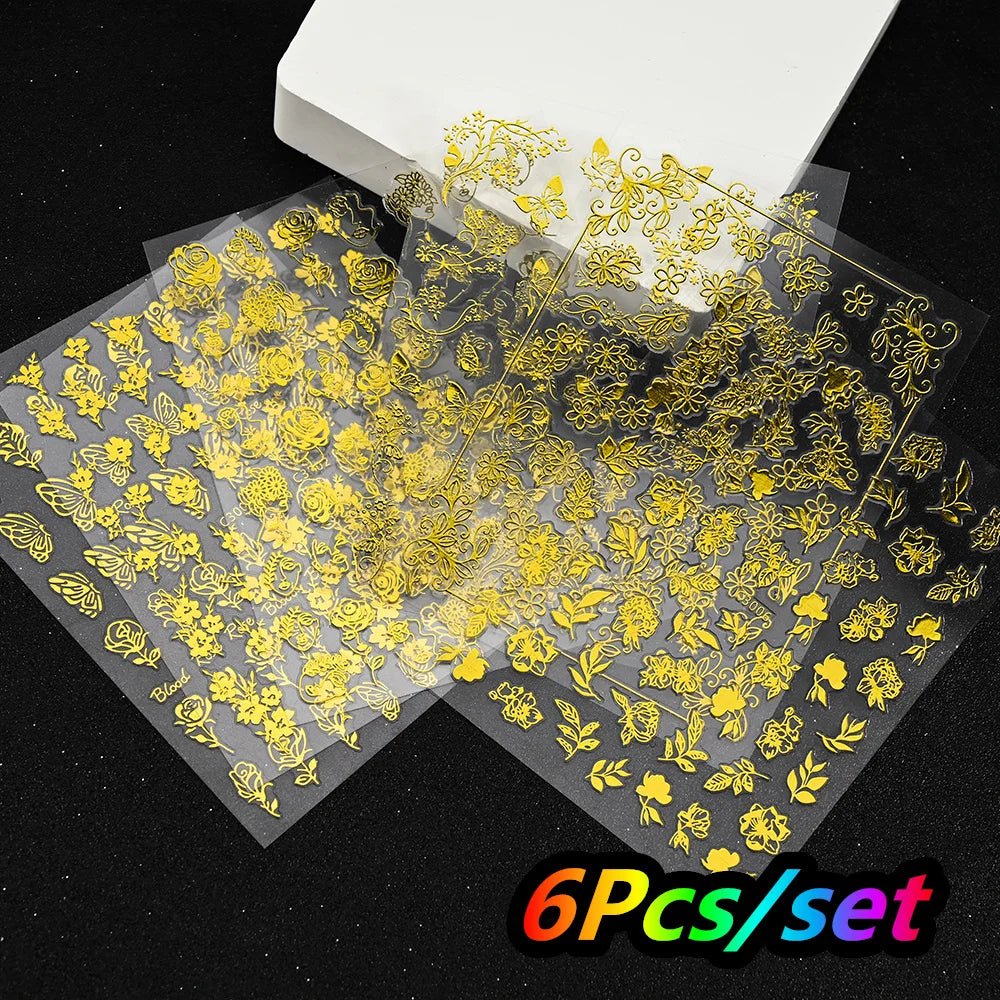 4/6Sheet/Kit Holographic Rainbow Love Heart Nail Sticker 3D Laser Heart Nail Decal Self-Adhesive Love Heart Manicure Slider &*&