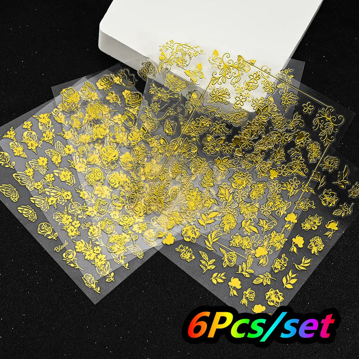 4/6Sheet/Kit Holographic Rainbow Love Heart Nail Sticker 3D Laser Heart Nail Decal Self-Adhesive Love Heart Manicure Slider &*&