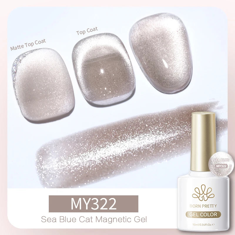 BORN PRETTY 10ml Black Glass Cat Magnetic Gel Nail Polish Punk Style Nail Art Manicure Varnis Semi Permanent Gel for Winter Nail