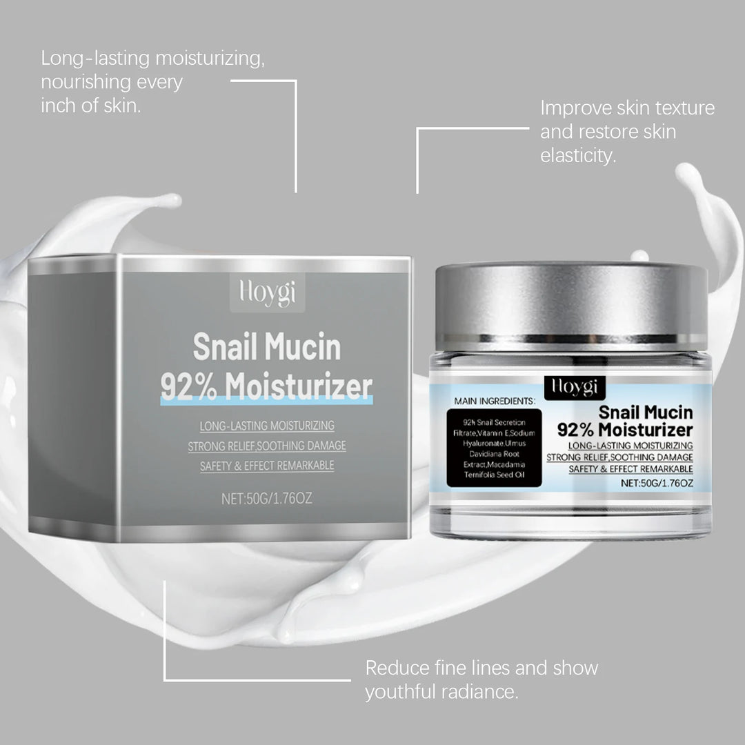 Snail Mucin 92% Moisturizer Daily Face Gel Cream Fade Fine Lines Tightne Skin Improves Dark Skin Rejuvenation Nourishing Cream