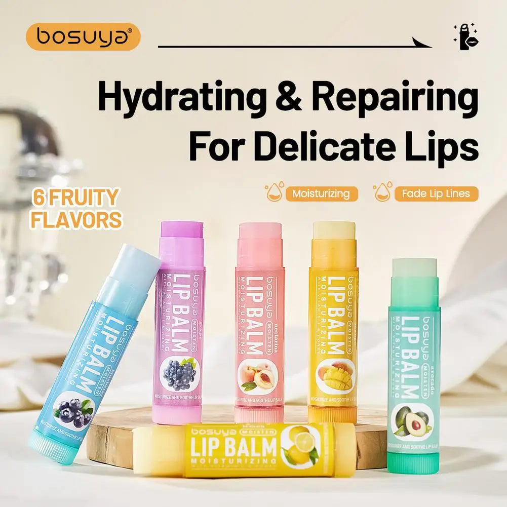 6/24Pcs Fruit Series Lip Balm Set Moisturizing Repair Anti-Cracked Hydrating Vitamin E Lip Balm Cherry jelly Lip Mask Skin Care