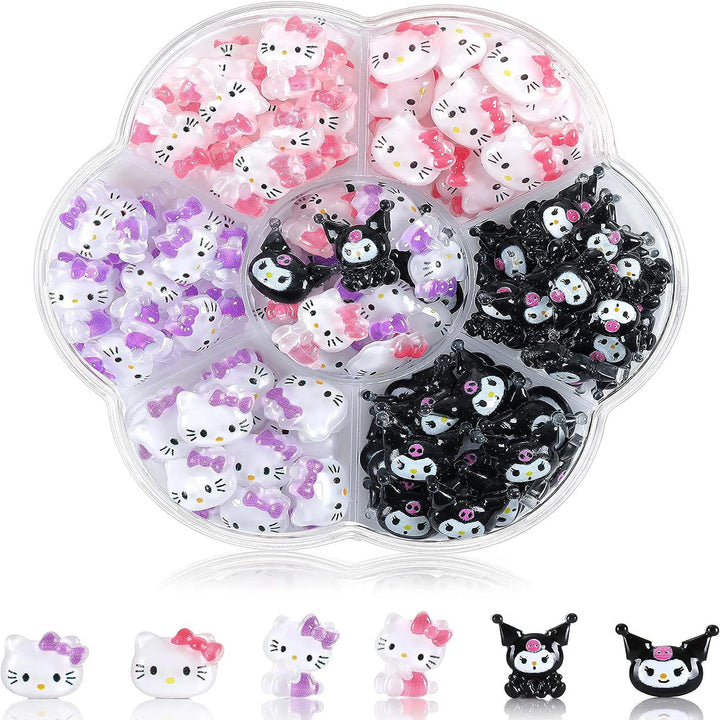 3D Cute Sanrio Family Series Nail Art Jewelry Decor Cartoon Hello Kitty Kuromi Nail Charms Rhinestone Gems Ornament Accessories