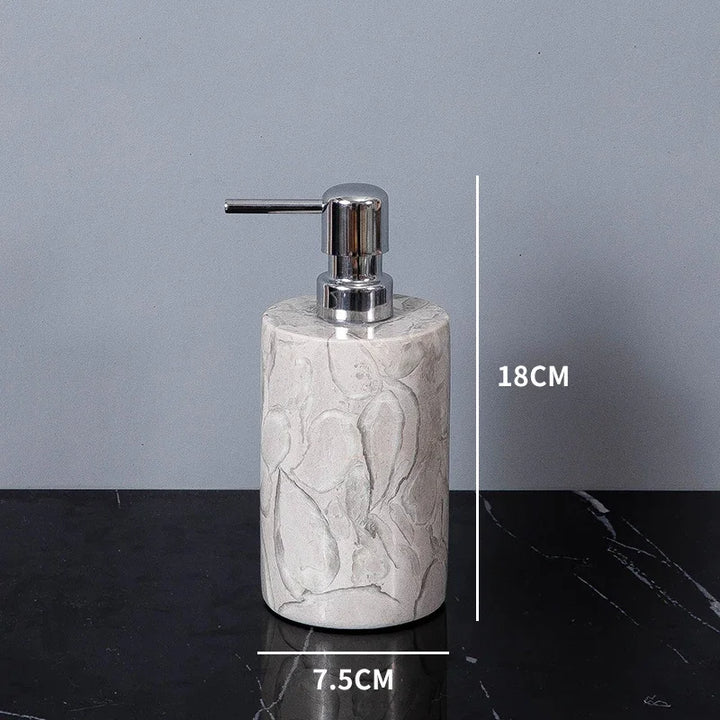 Bathroom Accessories Sets Elegant Natural Marble Liquid Soap Dispenser Toothbrush Holder Cup Soap Dish Cotton Swab Can