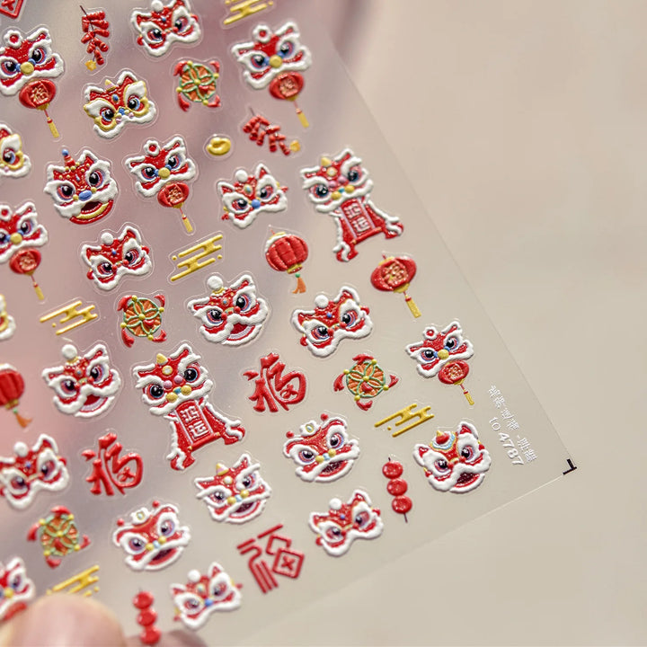 1PCS 5D Embossed Nail Sticker Cute Gray Cake Teddy Bear Bow Cartoon Nail Art Stickers Self Adhesive Nails Decorations Decals DlY