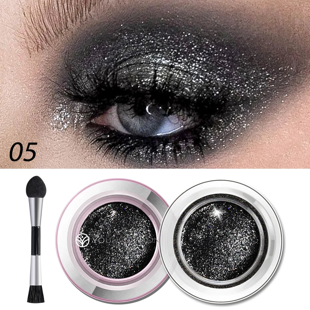 1pcs Highlighter Liquid Eye Shadow, Waterproof, Non-Greasy, Long-Lasting Highlight & Smoky Eye Shadow with Makeup Brush