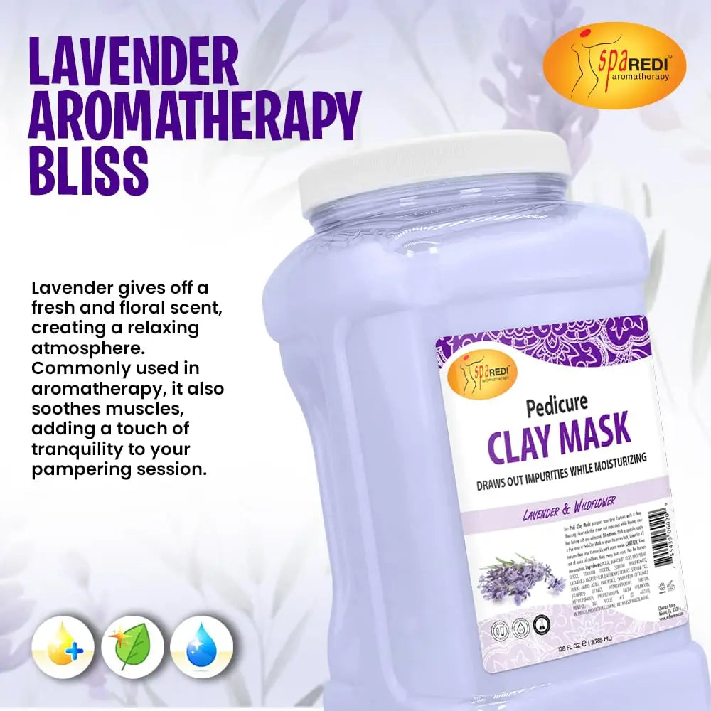 Lavender & Wildflower Clay Mask, 128 Oz - Deep Cleansing, Pore Purifying, Detoxifying & Hydrating for Feet & Body