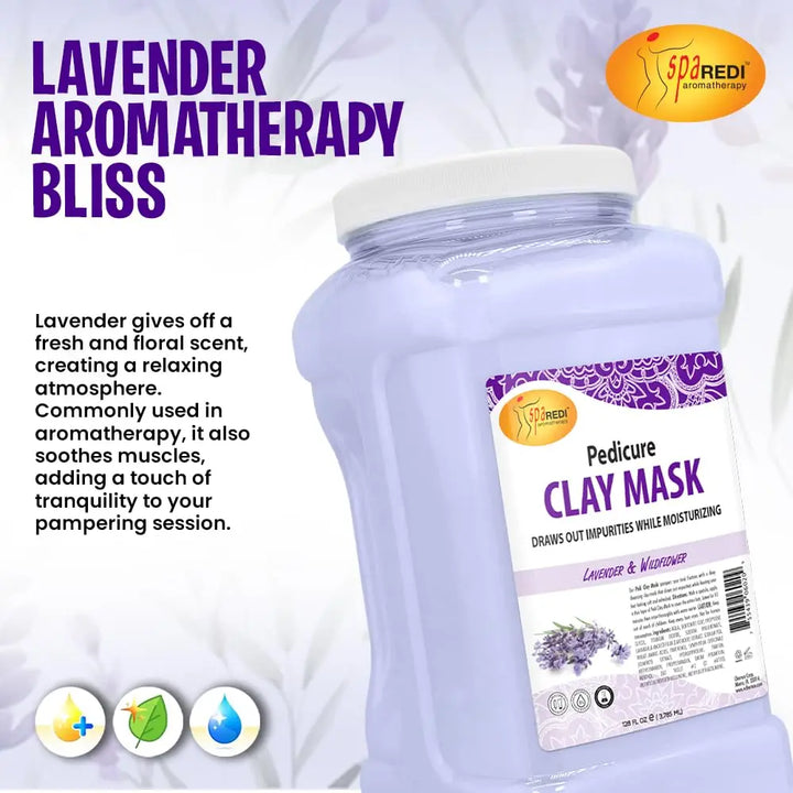 Lavender & Wildflower Clay Mask, 128 Oz - Deep Cleansing, Pore Purifying, Detoxifying & Hydrating for Feet & Body