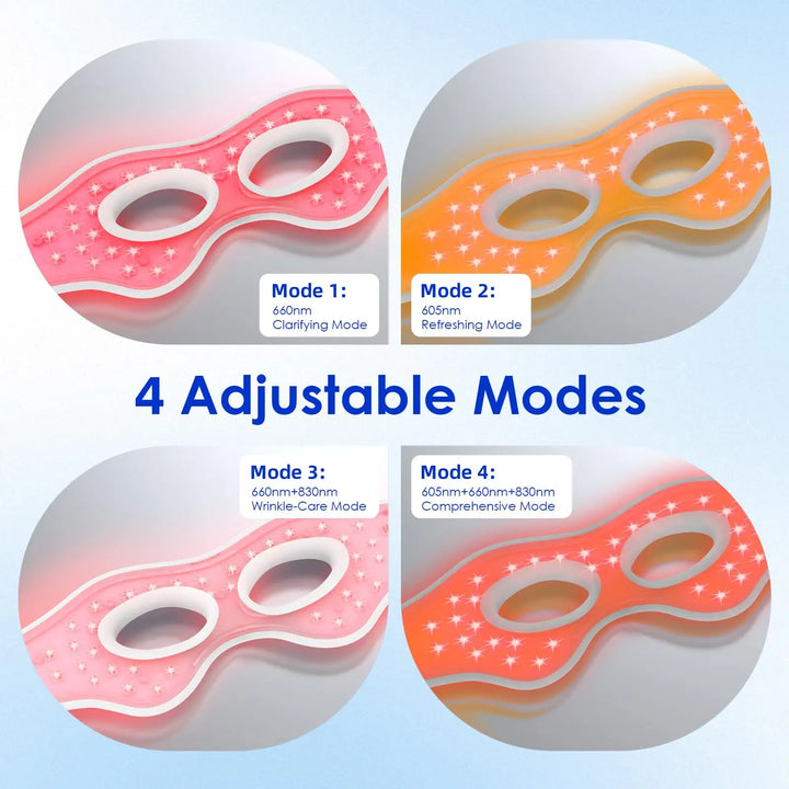 3D Eye Massager Red Light Therapy for Eyes 4 Modes 605NM-830NM Eyes Relax Massager Fatigue Relief Lighten Dark Circles Smooth