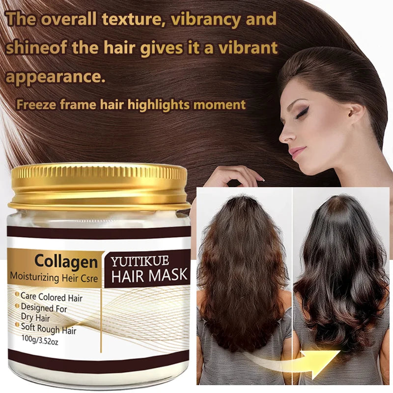 YUITIKUE Collagen Moisturizing Hair Mask - 100g for Dry & Colored Hair, Deep Conditioning to Soften Rough Hair