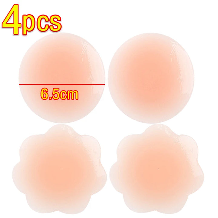 2-4pcs Invisible Self Adhesive Chest paste Reusable Sticker Breast Petal Strapless Lift Up Bra Pad Silicone Petal Nipple Cover