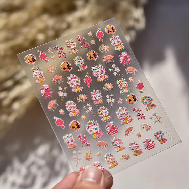 1PCS Crystal Diamond Nail Sticker Mix Pink Swan Flower Frame Butterfly Self Adhesive Nail Art Stickers DIY Cute Decoration Parts