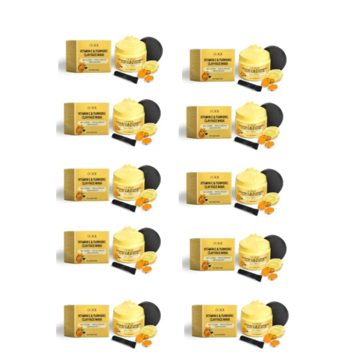 1/3/5PCS Turmeric VitaminC Clay Mask Deep Cleansing Facial Improves Dark Spots Hydrating Skin Care Tightens Skin Evens Skin Tone