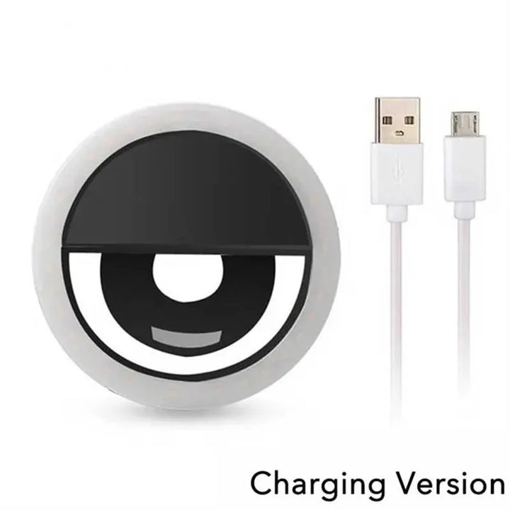 1pc USB Charge Cable LED Selfie Ring Light Adjustable Brightness Phone Camera Fill Light for iPhone Samsung Xiaomi Huawei