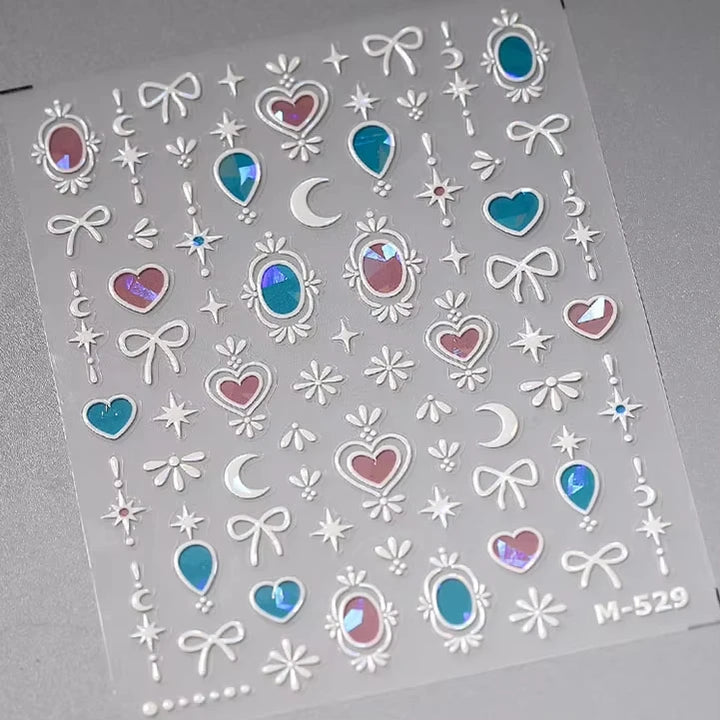 1PC 5D Korean Bronzing Nail Stickers Japanese Gold Silver Star Moon Luxury DIY Nail Art Decoration Decals Manicure Accessories