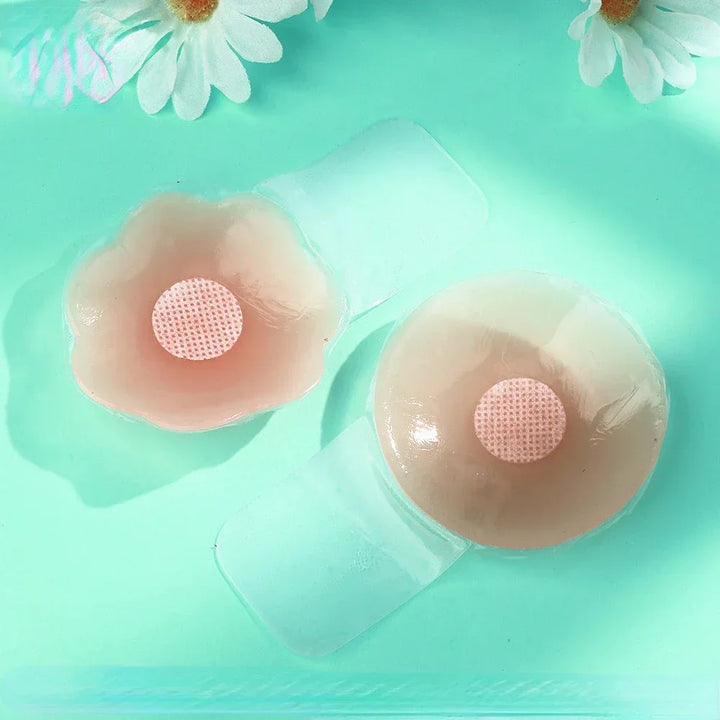 1 Pair Silicone Up Bra Sticker Waterproof Nipple Cover Lift Adhesive Invisible Bra Breast Pasty Women Chest Petals Reusable Bras