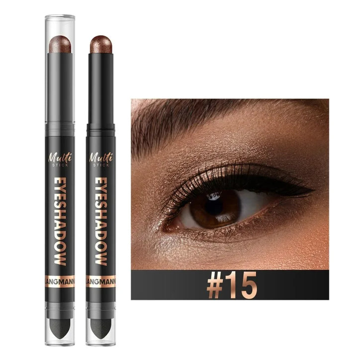 16 Colors Double Head Eyeshadow Stick Pearlescent Shimmer Brown High Waterproof Cream Eyes Shadow Pencil Long-Lasting Eye Makeup