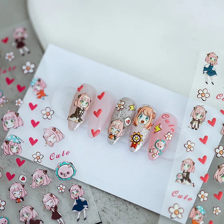 Disney Princess Cartoon 5D Nail Stickers Nail Art Decoration Frozen Snow White Nail Art Stickers Nail Supplies