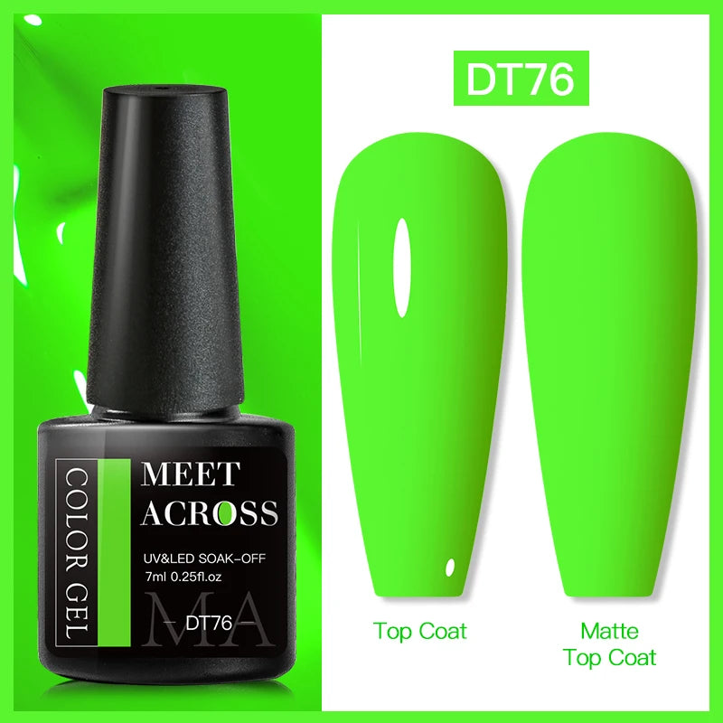 MEET ACROSS 7ml Fluorescent Gel Nail Polish Vernis Summer Neon Semi Permanent UV Gel Varnish Nail Art Manicure For Nails