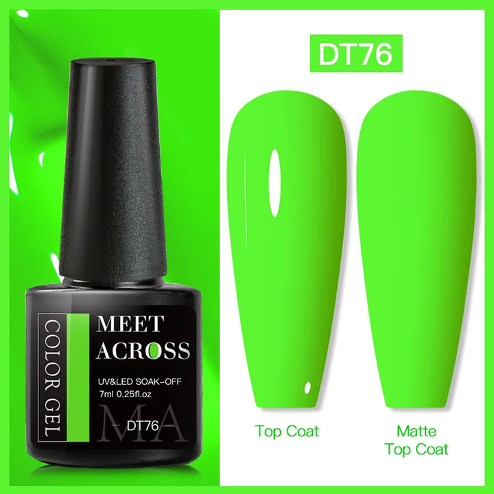 MEET ACROSS 7ml Fluorescent Gel Nail Polish Vernis Summer Neon Semi Permanent UV Gel Varnish Nail Art Manicure For Nails