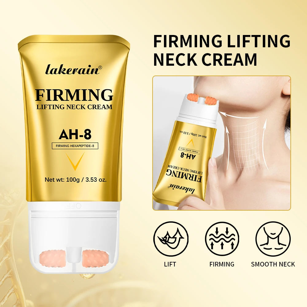 Lakerain Anti-wrinkle AH-8 Firming Neck Cream With Roller Neck Lifting Care Massage Neck Cream Moisturizing Beauty Neck Cream