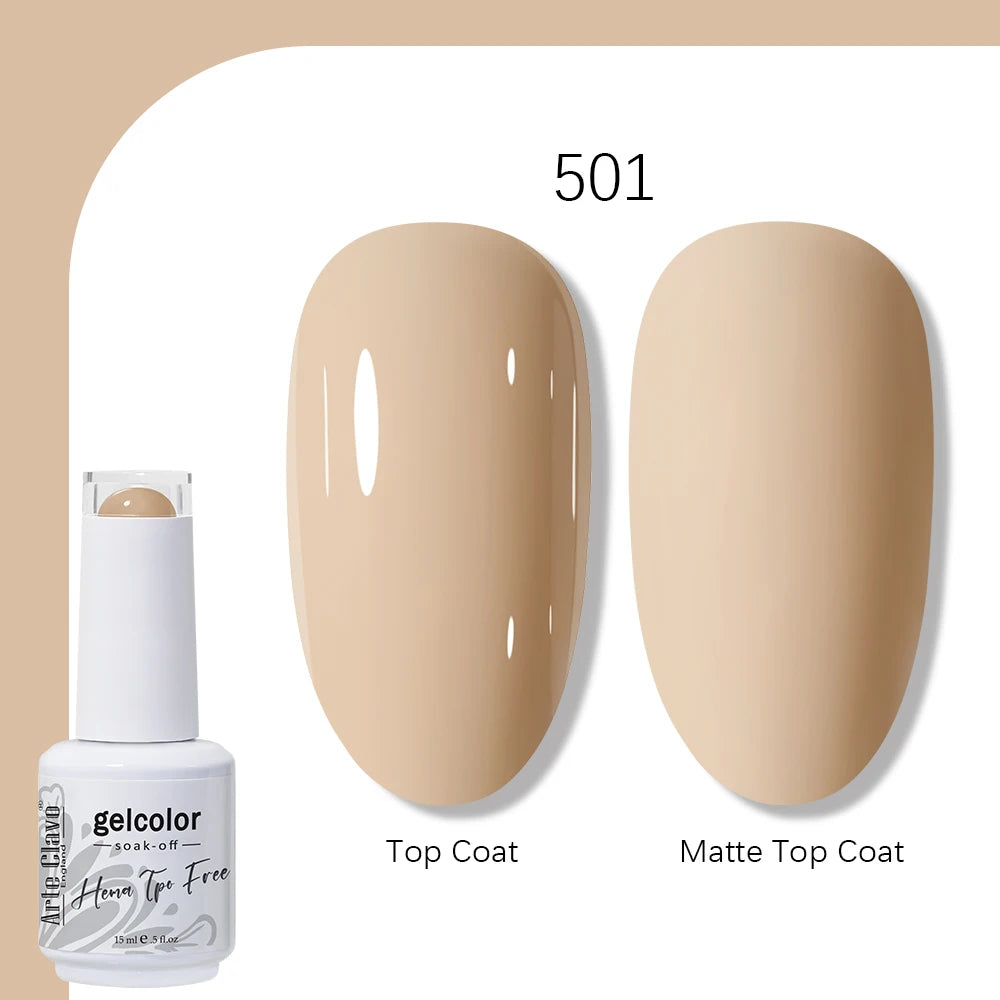 Arte Clavo Solid Color Gel Nail Polish 15ml Soak Off UV LED Gel Semi-Permanent Glitter Polish For Manicure Nail Art Salon Gel