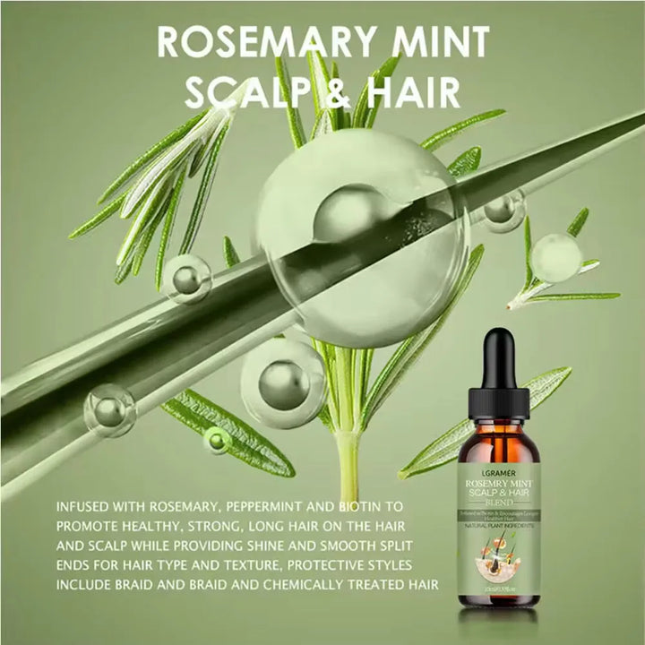 Hair Growth Oil Organic  Peppermint Rosemary Scalp Strengthening Oil Nourishing Care Anti-split Ends and Hair Loss Hair Oil Set
