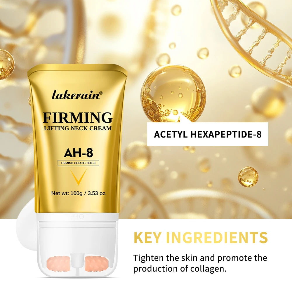 Lakerain Anti-wrinkle AH-8 Firming Neck Cream With Roller Neck Lifting Care Massage Neck Cream Moisturizing Beauty Neck Cream