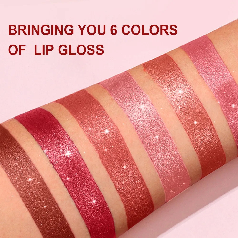 Diamond Chocolate Red Lipstick Pearlescent Glitter Velvet Lipstick Waterproof Shiny Metallic Matte Lip Gloss Non-fade Makeup