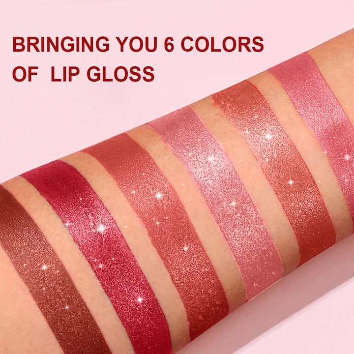 Diamond Chocolate Red Lipstick Pearlescent Glitter Velvet Lipstick Waterproof Shiny Metallic Matte Lip Gloss Non-fade Makeup