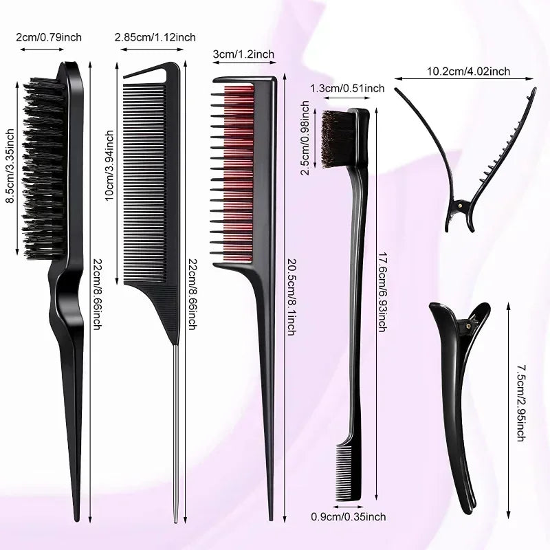 10Pcs Hair Styling Comb Set Rat Tail Edge Brush Braid Loop Tool Household Salon Hair Grooming Accessory
